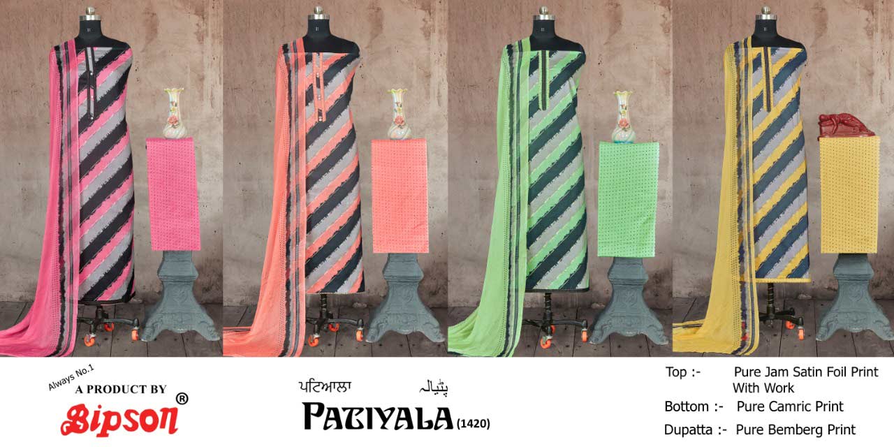 Bipson Patiyala 1420 Jaam Satin Dress Materials Bipson Patiyala 1420 Jaam Satin Dress Materials